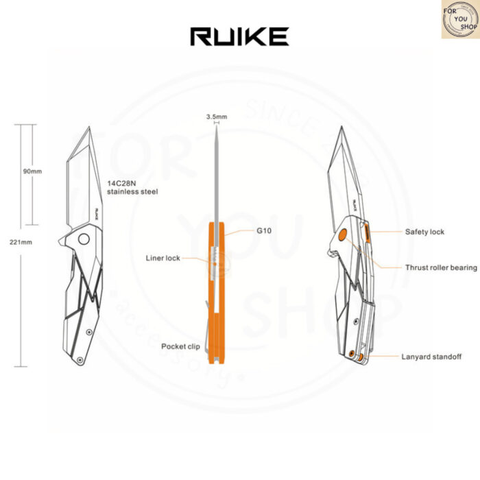 มีดพับ RUIKE P138 EDC ใบมีด Sandvik 14C28N Tanto 3.54นิ้ว ด้ามG10 Liner Lock Folding Knife Outdoor