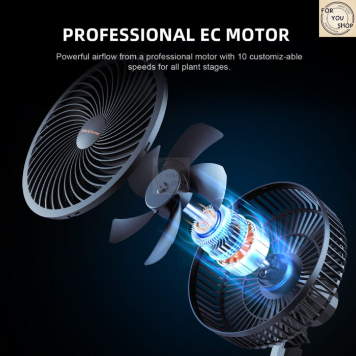 Spider Farmer Clip Fan 6 นิ้ว พัดลมหนีบเสา พัดลมหนีบเต็นท์ปลูก ส่ายอัตโนมัติ 10 ระดับ กันน้ำ IP54