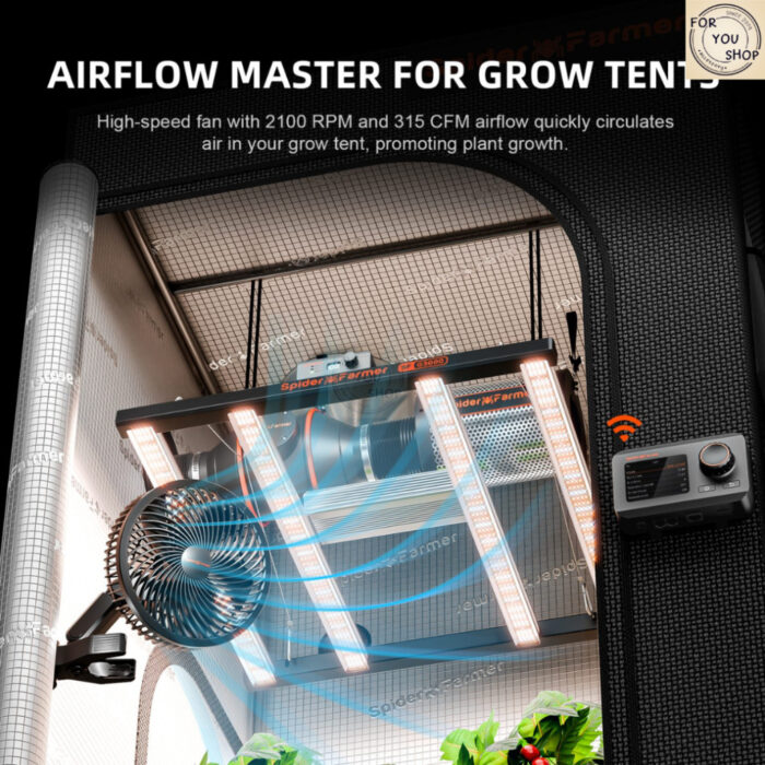Spider Farmer Clip Fan 6 นิ้ว พัดลมหนีบเสา พัดลมหนีบเต็นท์ปลูก ส่ายอัตโนมัติ 10 ระดับ กันน้ำ IP54