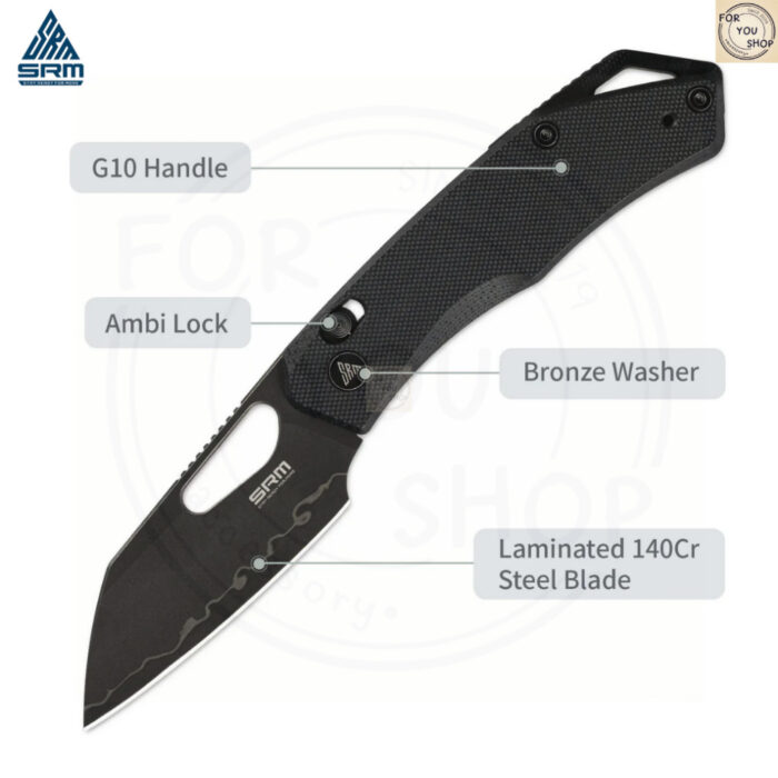 มีดพับ SRM Cub 261M ใบมีด 154CM / 140Cr Laminated ขนาด 2.83 นิ้ว ด้าม G10 ระบบ Crossbar Lock EDC