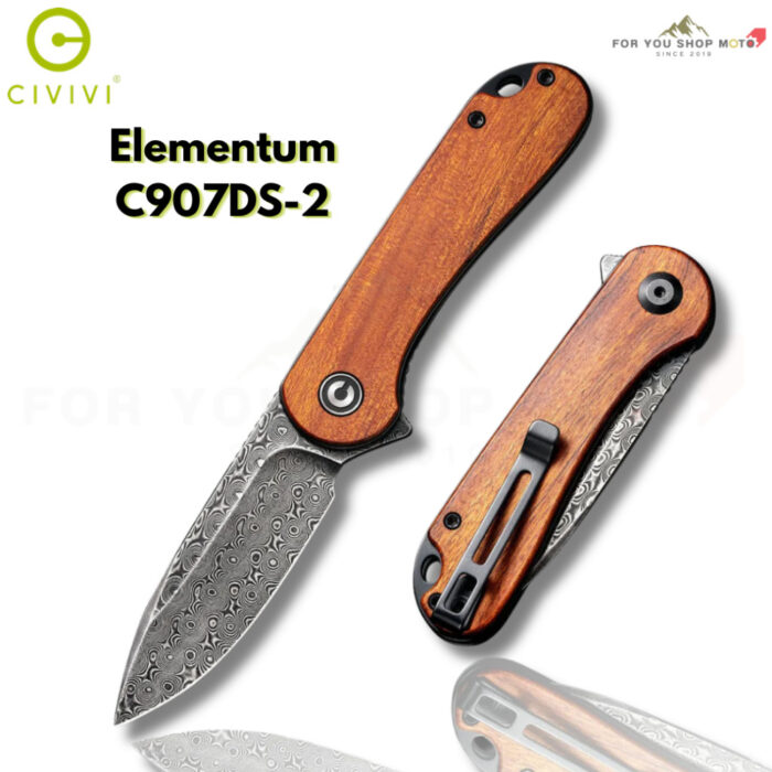 มีดพับ CIVIVI Elementum EDC ใบมีด D2 / 14C28N / Nitro-V / Damascus 2.96 นิ้ว ระบบ Liner Lock Outdoor Flipper Knife