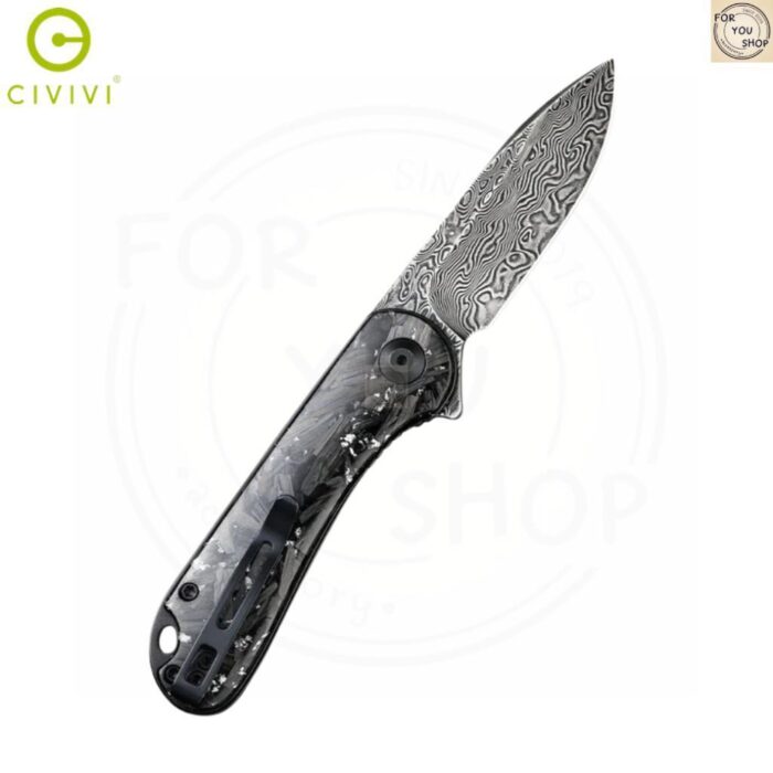 มีดพับ CIVIVI Elementum ใบมีด Damascus 2.96นิ้ว ด้าม Carbon Fiber ระบบ Liner Lock Flipper Knife EDC รุ่น C907C-DS2