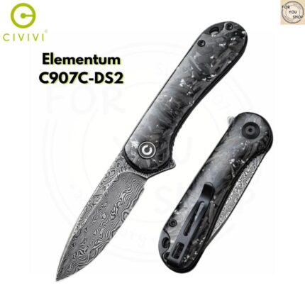 มีดพับ CIVIVI Elementum ใบมีด Damascus 2.96นิ้ว ด้าม Carbon Fiber ระบบ Liner Lock Flipper Knife EDC รุ่น C907C-DS2