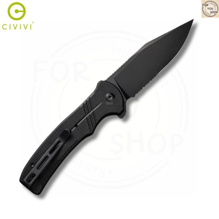 sg-11134201-8259v-mt6u40msbp5132.jpg มีดพับ CIVIVI Cogent C20038E-1 ใบมีด 14C28N 3.47นิ้ว Half Serrated ด้าม G10 ระบบ Button Lock EDC สีดำ