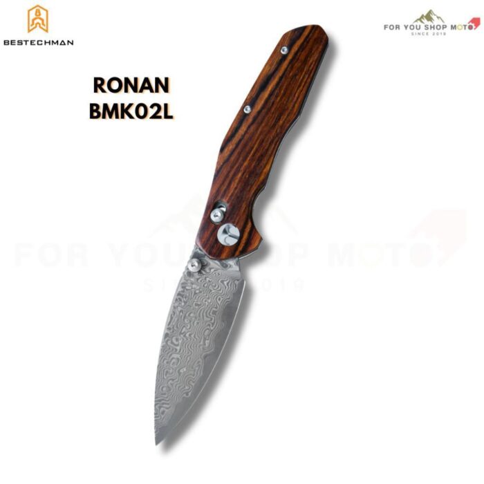 มีดพับ BESTECHMAN RONAN BMK02L / BMK02M ใบมีด Damascus 3.26 นิ้ว ด้ามไม้ Rosewood / Olive Wood ระบบล็อก B-Lock EDC