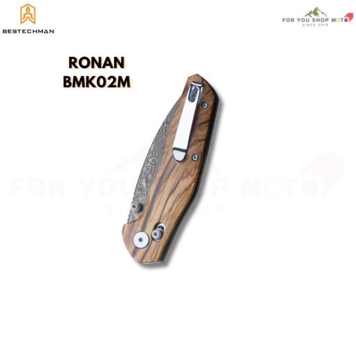 มีดพับ BESTECHMAN RONAN BMK02L / BMK02M ใบมีด Damascus 3.26 นิ้ว ด้ามไม้ Rosewood / Olive Wood ระบบล็อก B-Lock EDC