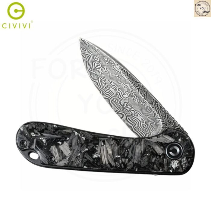 มีดพับ CIVIVI Elementum ใบมีด Damascus 2.96นิ้ว ด้าม Carbon Fiber ระบบ Liner Lock Flipper Knife EDC รุ่น C907C-DS2