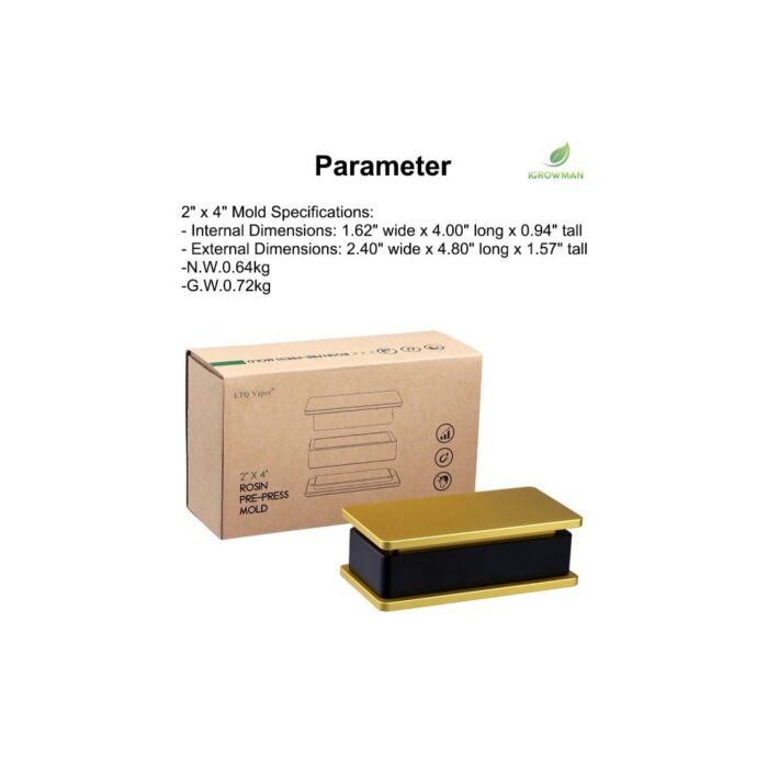 th-11134207-7r98r-lutexbxoku9a70-2.jpg LTQ Vapor Rosin Pre-Press Mold size 2"x4" Gold แม่พิมพ์สำเร็จรูป ขนาด 2"x4"นิ้ว สีทอง