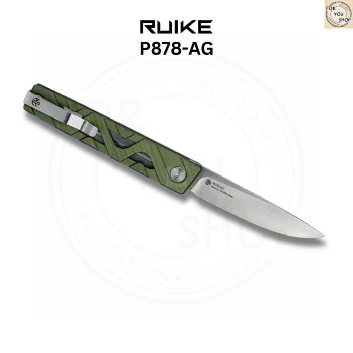 th-11134207-81ztc-mnpgq0uj7j7s1e-2.jpg มีดพับ RUIKE P878-AG ใบมีด 14C28N ขนาด 3.4นิ้ว ด้าม Aluminium สีเขียว ระบบ Liner Lock Flipper Knife