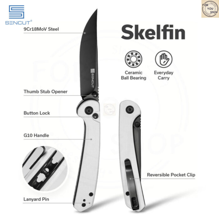 th-11134207-81ztc-mntsccryg9376f-2.jpg มีดพับ SENCUT Skelfin ใบมีด 9Cr18MoV 3.3นิ้ว ด้าม G10 ระบบ Button Lock พร้อมคลิปพก EDC Folding Knife