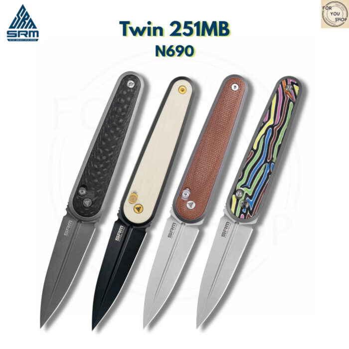 มีดพับ SRM Twin 251MB ใบมีด N690 2.99นิ้ว ด้าม G10 / Micarta ระบบ Crossbar Lock ลูกปืนเซรามิก EDC
