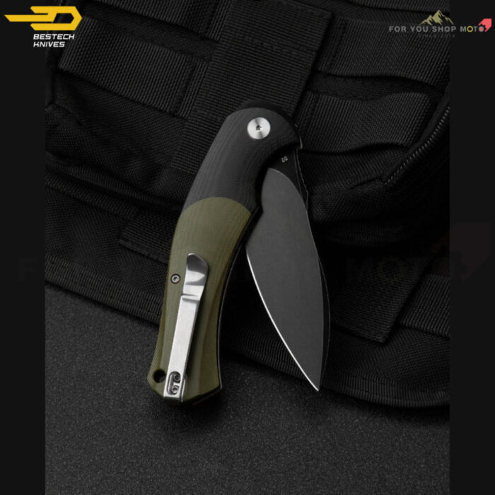 [BESTECH PENGUIN] (BG32E) มีดพับพกพาเกรดพรีเมียม ใบมีด 3.35 นิ้ว เหล็ก D2 ด้ามจับ G10 (ดำ-เขียว)