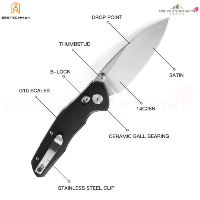 Bestechman Ronan (BMK02) มีดพับ EDC ใบมีด 3.26" เหล็ก 14C28N / Damascus ระบบ Bar Lock ลื่นไหลด้วยลูกปืนเซรามิก