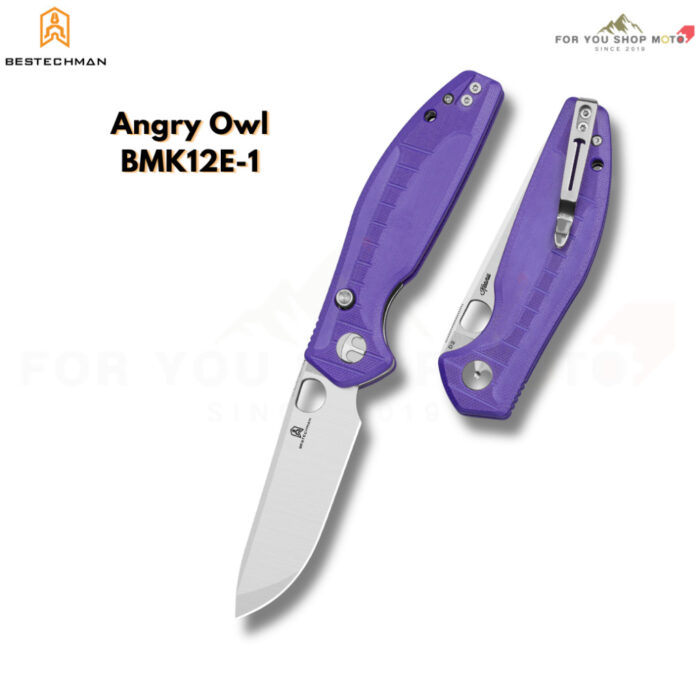 BESTECHMAN Angry Owl (BMK12 Series) - มีดพับ EDC ใบมีด 3.25" เหล็ก D2 ระบบ Button Liner Lock ด้าม G10 ดีไซน์ดุดัน