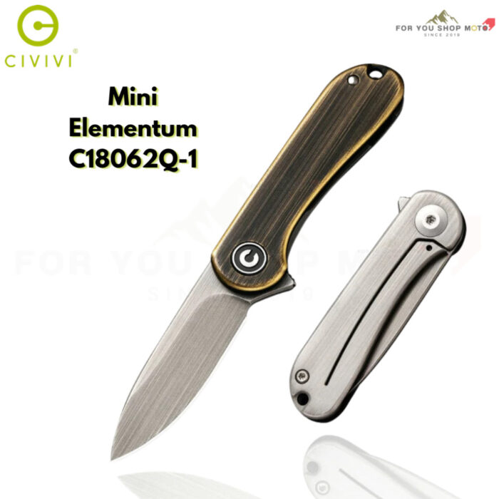 มีดพับ CIVIVI Mini Elementum ใบมีด Sandvik 14C28N 1.83 นิ้ว ด้าม Brass / Copper ระบบ Frame Lock มีดจิ๋ว มีดพับ EDC เล็ก