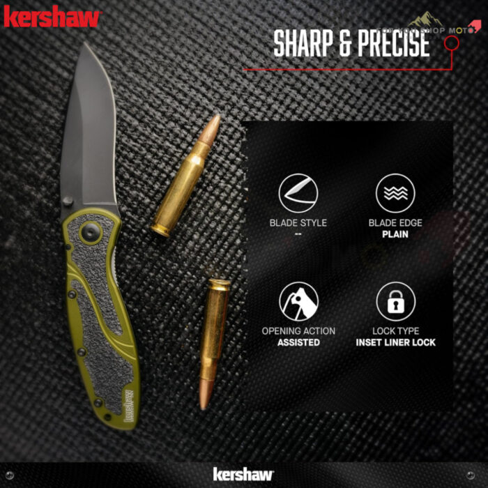 th-11134207-81ztc-ms3vyknad05j51-2.jpg มีดพับ Kershaw Blur Olive Drab / Black (รุ่น 1670OLBLK) ด้ามสีเขียวโอลิฟ ใบดำ DLC เหล็ก 14C28N แท้ Made in USA