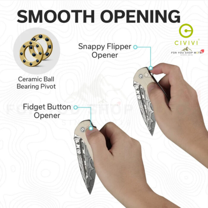มีดพับ CIVIVI Incindie EDC ใบมีด 14C28N / Damascus 3.48 นิ้ว ด้าม G10 ระบบ Flipper & Button Lock รุ่น C23053