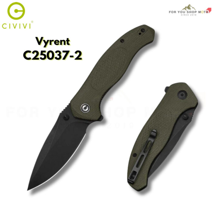 [New] มีดพับ CIVIVI Vyrent ใบมีด Nitro-X7 / Damascus 3.48 นิ้ว ด้าม G10 / Micarta รุ่นใหม่ Flipper & Thumb Stud C25037