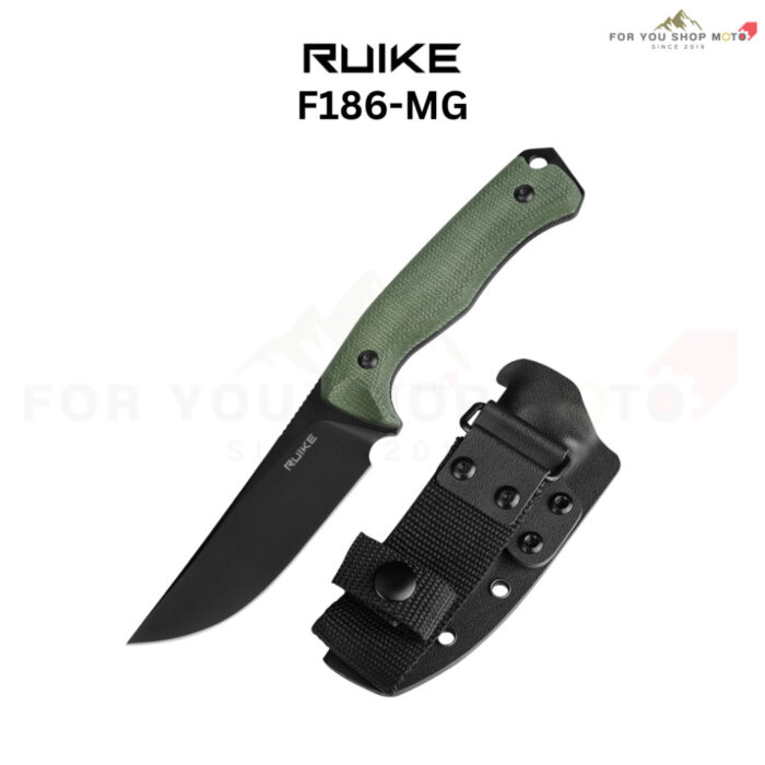 มีดใบตาย (Fixed Blade) Ruike Knife F186-MG ใบมีด D2 4.17 นิ้ว ด้าม Micarta (Green) พร้อมซอง ABS แท้ 100%