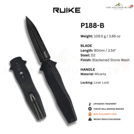 th-11134207-81ztc-mtc9zegynimcec-1.jpg มีดพับ Ruike Knife P188-B Flipper Folding Knife ใบมีด D2 3.58" ด้าม Black G10 ของแท้ 100%