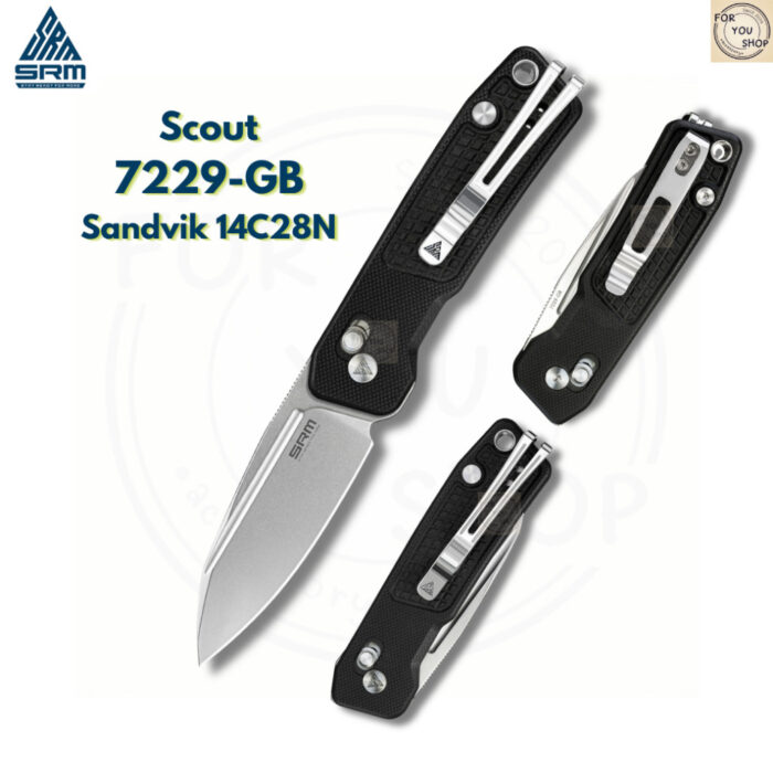 th-11134207-81ztd-mn2pawq5ov0j01-2.jpg มีดพับ SRM Scout 7229 ใบมีด 14C28N 2.72 นิ้ว ด้าม G10 / Aluminum Crossbar Lock Invisible Flipper EDC