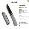 มีดพับ RUIKE P166-AK ใบมีด Tanto 3.62นิ้ว เหล็ก 14C28N เคลือบดำ ด้าม Aluminum สีเงิน Liner Lock EDC Knife