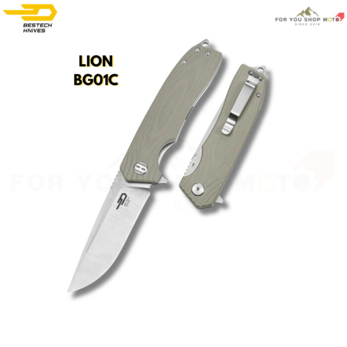 (มีส่งด่วน) มีดพับ BESTECH LION BG01 แท้ 100% ด้ามจับ G10 กันลื่น ใบมีดทรง Drop Point เหล็ก D2 สำหรับพกพาและเอาท์ดอร์