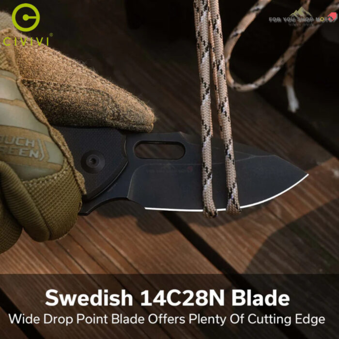 มีดพับ CIVIVI Vexron ใบมีด 14C28N / Damascus 2.98นิ้ว ด้าม G10 ระบบ Flipper & Thumb Hole & Button Lock Knife EDC C24066