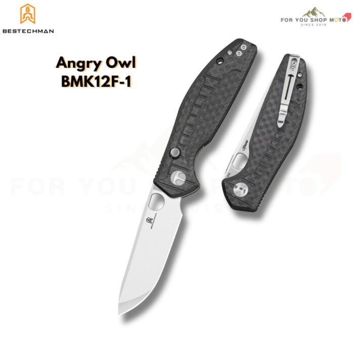 BESTECHMAN Angry Owl (BMK12 Series) - มีดพับ EDC ใบมีด 3.25" เหล็ก D2 ระบบ Button Liner Lock ด้าม G10 ดีไซน์ดุดัน