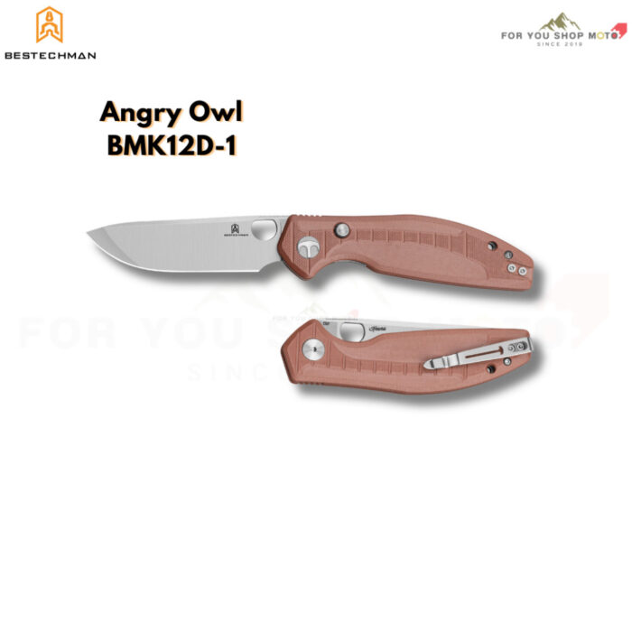 BESTECHMAN Angry Owl (BMK12 Series) - มีดพับ EDC ใบมีด 3.25" เหล็ก D2 ระบบ Button Liner Lock ด้าม G10 ดีไซน์ดุดัน