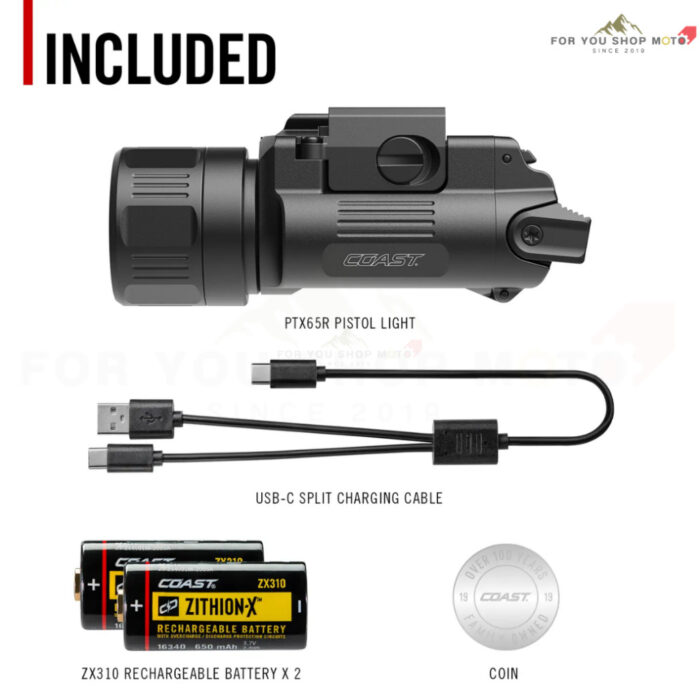 th-11134207-81ztd-mqzmj9599mo0e8.jpg COAST PTX65R Pistol Light ไฟฉายติดปืนพก 1000 Lumens / 38,000 Candela (รองรับราง Picatinny / Universal) ชาร์จได้ ปรับลำแส
