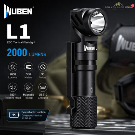 th-11134207-81ztd-mr5slbn19erp00-2.jpg ไฟฉาย WUBEN L1 2000 Lumens NICHIA 519A LED (High CRI > 90) หัวหมุนได้ 180° ชาร์จ USB-C เป็น Powerbank ได้ ฐานแม่เหล็ก