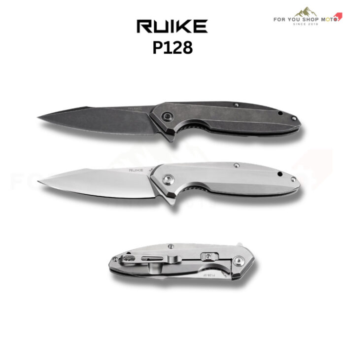 มีดพับ RUIKE P128 ใบมีด Sandvik 14C28N 3.66 นิ้ว ด้าม 420 Stainless Frame Lock Beta Plus Outdoor P128-SF / P128-SB