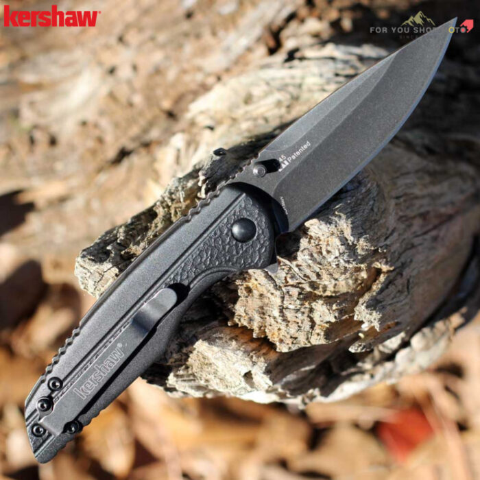 มีดพับ Kershaw Pushrod 1345 ใบมีด 8Cr13MoV 3นิ้ว BlackWash ด้าม FRN สีดำ ระบบ Assisted Opening EDC ของแท้ 100%
