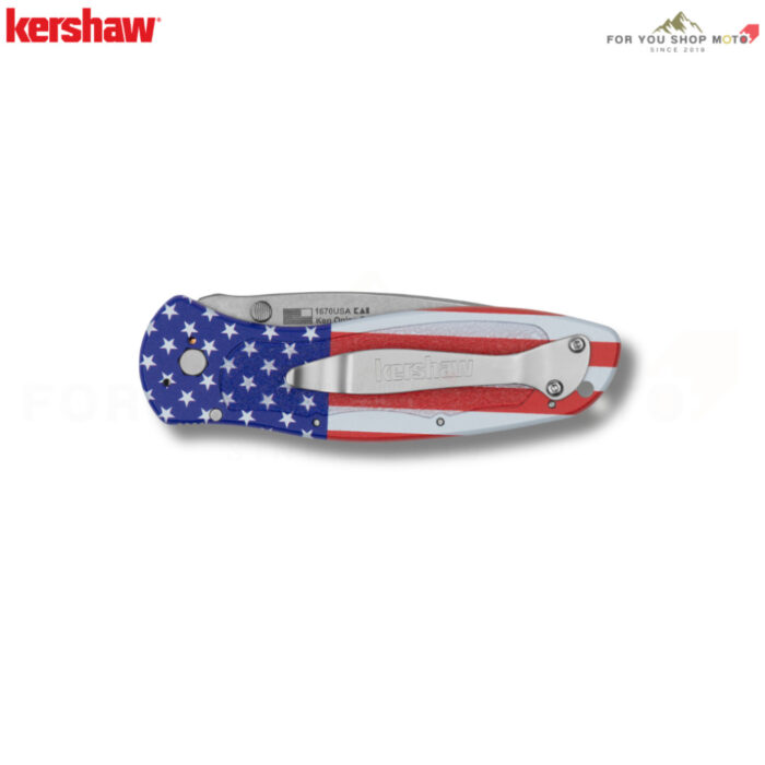 มีดพับ Kershaw Blur USA Flag (รุ่น 1670USA) ด้ามลายธงชาติสหรัฐฯ ใบ Stonewash เหล็ก 14C28N แท้ Made in USA