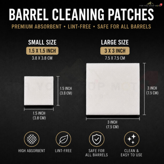 ผ้าเช็ดลำกล้อง Barrel Cleaning Patches เกรดพรีเมียม ไร้ขุย ไม่ทิ้งคราบ ซึมซับสูง ปลอดภัยต่อลำกล้องทุกชนิด