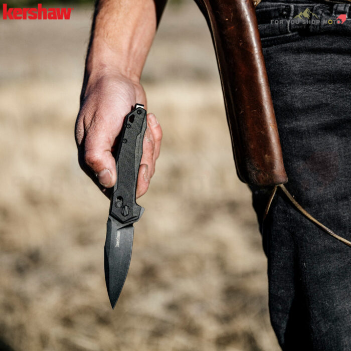 Kershaw 2041 Monitor DuraLock KVT Flipper มีดพับ EDC ใบมีด D2 Black Oxide 3 นิ้ว ด้าม GFN สีดำ ของแท้