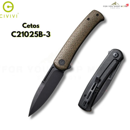 มีดพับ CIVIVI Cetos EDC ใบมีด Sandvik 14C28N 3.48 นิ้ว ด้าม Micarta + Stainless Steel ระบบ Frame Lock รุ่น C21025B-3