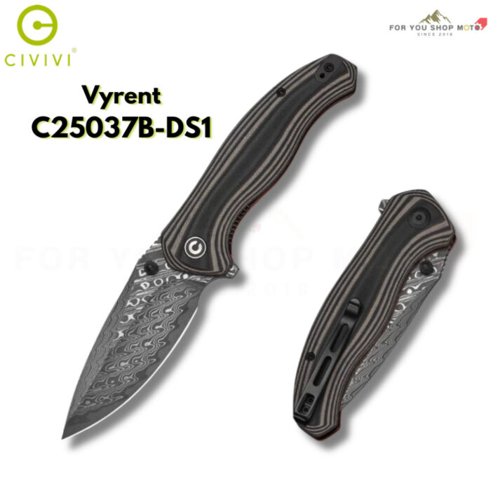 [New] มีดพับ CIVIVI Vyrent ใบมีด Nitro-X7 / Damascus 3.48 นิ้ว ด้าม G10 / Micarta รุ่นใหม่ Flipper & Thumb Stud C25037