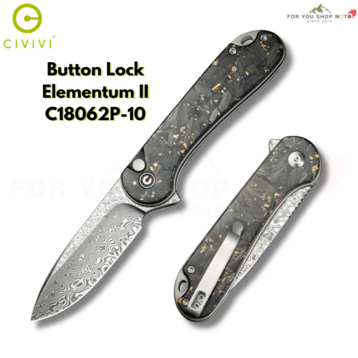 th-11134207-81ztd-msp64zm3ku114c-2.jpg มีดพับ CIVIVI Button Lock Elementum II ใบมีด Damascus 2.96นิ้ว ด้าม Carbon Fiber & Resin EDC รุ่น C18062P-10