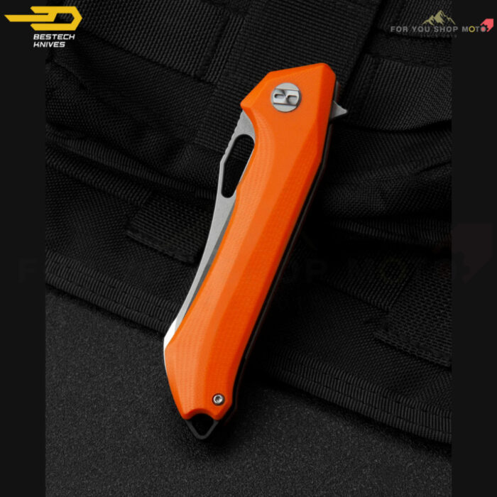 [BESTECH PLATYPUS] (BG28B) มีดพับพกพาเกรดพรีเมียม ใบมีด 3.43 นิ้ว เหล็ก D2 ด้ามจับ G10 (สีส้ม)