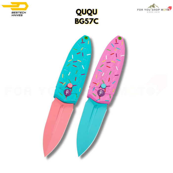 [BESTECH QUQU] (BG57C) มีดพับพกพาเกรดพรีเมียม ใบมีด 2.20 นิ้ว เหล็ก 14C28N ด้ามจับ G10 (สีพาสเทล) BG57C-1 BG57C-2