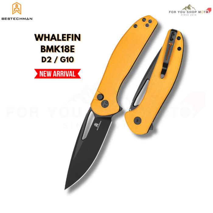มีดพับ Bestechman Whalefin (BMK18) ใบมีด D2 ขนาด 3.4 นิ้ว ด้าม G10 ระบบ Button Lock (ของแท้)