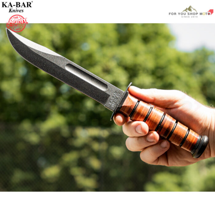 KA-BAR 1220 US Army Fighting Knife มีด Fixed 7 นิ้ว เหล็ก 1095 Carbon Steel ด้ามหนังแท้ พร้อมซองหนังแท้ ของแท้ USA 100%