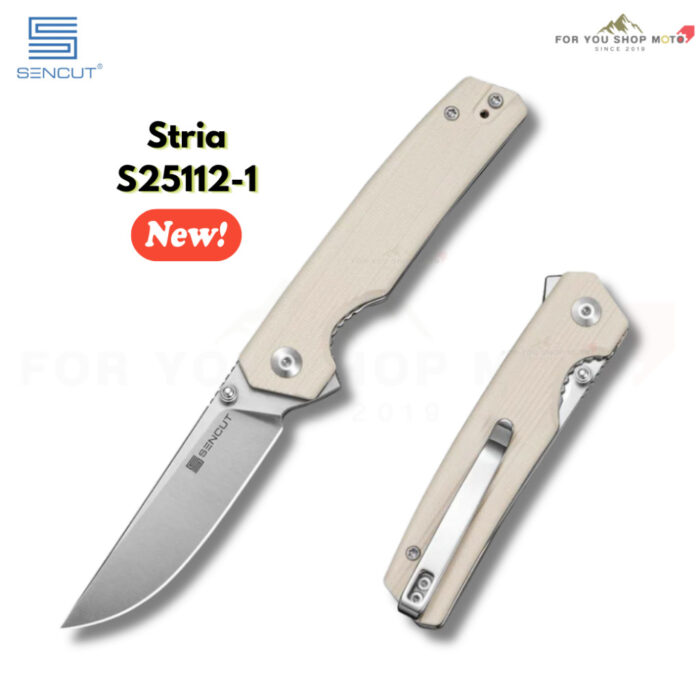 มีดพับ SENCUT Stria ใบมีด D2 3.12 นิ้ว ด้าม G10 / Canvas Micarta ระบบ Liner Lock Flipper + Thumb Stud รุ่น S25112 มีดEDC