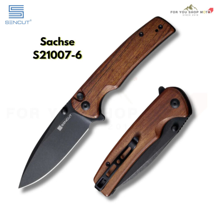 มีดพับ SENCUT Sachse ใบมีด 9Cr18MoV 3.47 นิ้ว ด้าม Micarta / G10 / ไม้ Guibourtia ระบบ Button Lock Flipper & Thumb Stud
