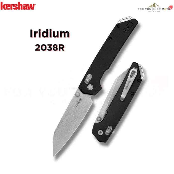 Kershaw 2038R Iridium DuraLock KVT มีดพับ EDC ใบมีด D2 Reverse Tanto 3.4 นิ้ว ด้ามอลูมิเนียมดำ ของแท้