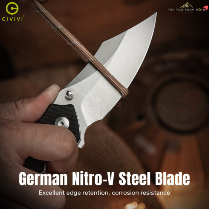 [New] มีดพับ CIVIVI Pentad ใบมีด Nitro-V / Damascus 3.48 นิ้ว ด้าม G10 / Micarta รุ่นใหม่ Flipper & Thumb Stud C24068