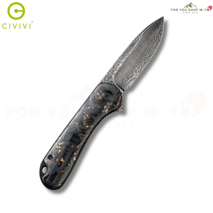 มีดพับ CIVIVI Elementum ใบมีด Damascus 2.96 นิ้ว ด้าม Carbon Fiber & Resin ระบบ Liner Lock Flipper Knife รุ่น C907C-DS