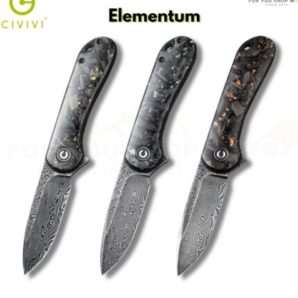 มีดพับ CIVIVI Elementum ใบมีด Damascus 2.96 นิ้ว ด้าม Carbon Fiber & Resin ระบบ Liner Lock Flipper Knife รุ่น C907C-DS